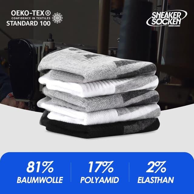 Detalle de YouShow 10 Paar Sneaker Socken für Herren – atmungsaktiv, schweißableitend, gepolstert