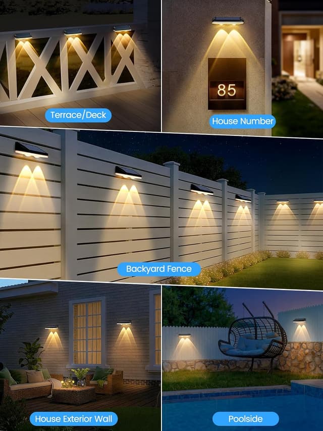 Thumbnail 6 de shirylzee Solar Fence Lights 4 Pack (IP65) with 13 Lighting Modes and Auto On/Off