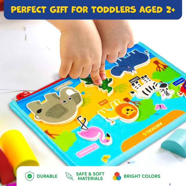 Detalle de Clever Fox Play Busy Book for Toddlers (Ages 1–3) Montessori Felt Activity Board