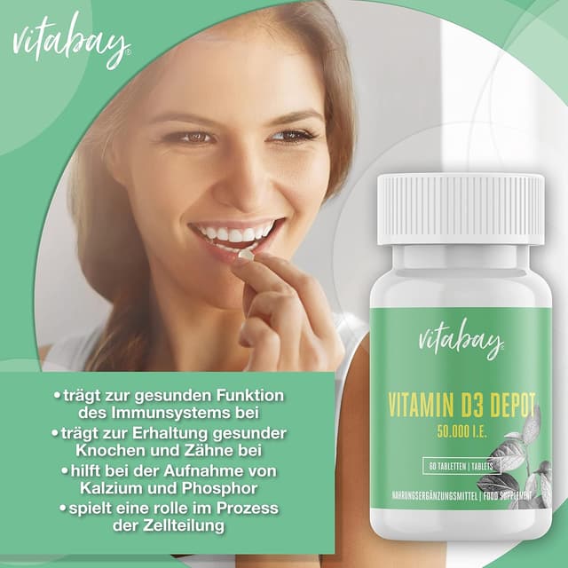 Detalle de Vitamine D3 Depot 50.000 I.E. (vit végétal) – 60 comprimés, pour environ 50 jours