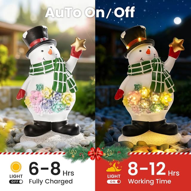 Thumbnail 1 de GIGALUMI Snowman garden ornament with solar light 🎄