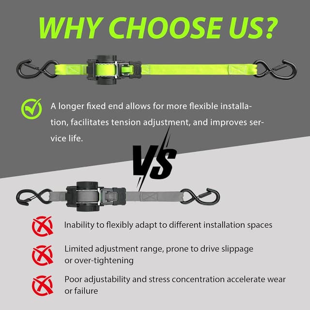 Thumbnail 3 de Retractable Ratchet Straps 1,800 lb Break Strength