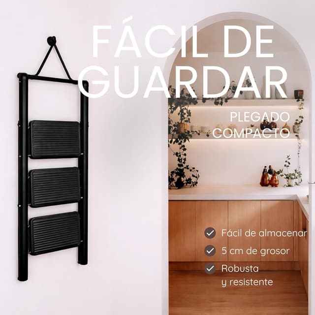 Thumbnail 2 de UABA Escalera Plegable 3 Peldaños Negra