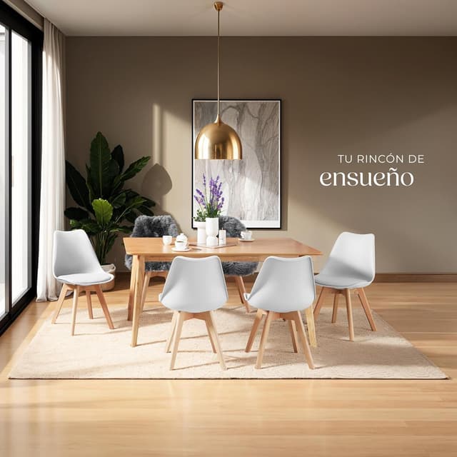 Detalle 2 de tectake Sillas de Comedor diseño nórdico 6 unidades