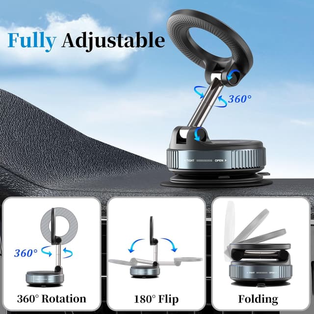 Thumbnail 3 de PlusAcc Vacuum Magnetic Phone Holder 360°