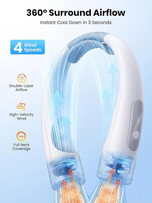 Detalle de Warmco neck fan 10000mAh portable