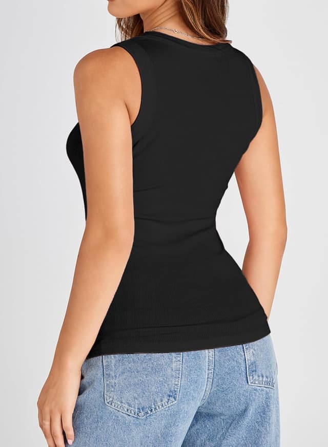 Detalle de Dokotoo Women’s Ribbed Thick Strap Racerback Workout Tank Top