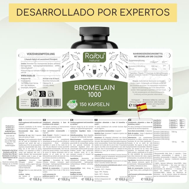 Thumbnail 5 de Bromelina 1000 mg 🌿 - 150 Cápsulas Veganas Digestivas