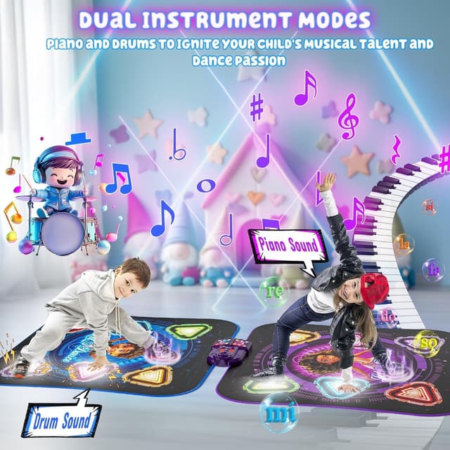 Detalle 2 de Surelect 2025 Rechargeable Light-Up Dance Mat (2-Player Face-to-Face, Bluetooth, 12 Buttons)