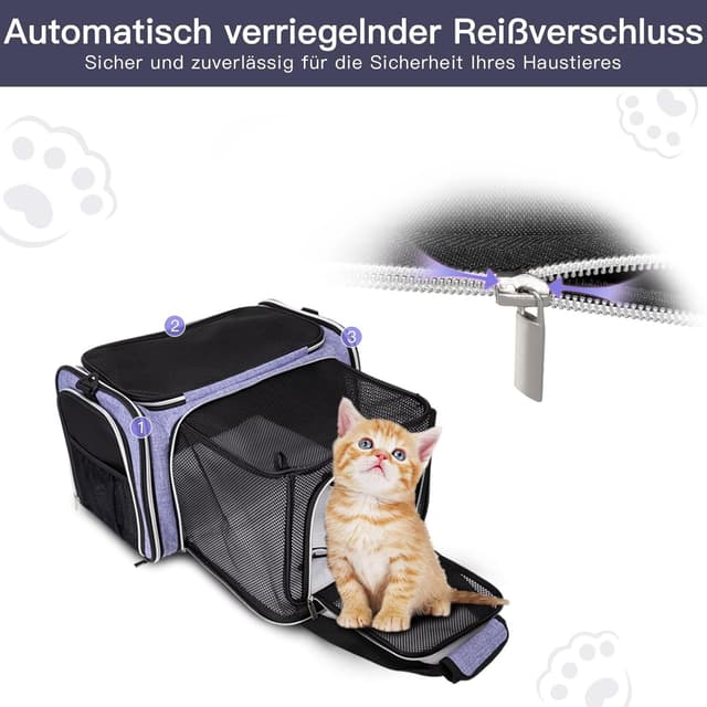 Detalle de BAGLHER Airline Approved Cat Carrier Bag – Soft-Side Expandable Pet Travel Carrier with Fleece Pad