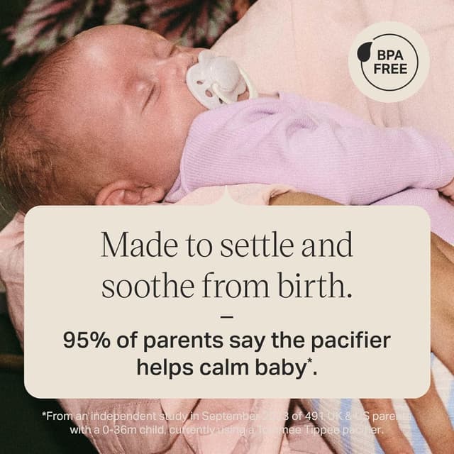 Detalle de Tommee Tippee Newborn Soother (0–2 Months) Orthodontic Dummy, 4 Pack, BPA Free – Pale Plum & Cotton Candy