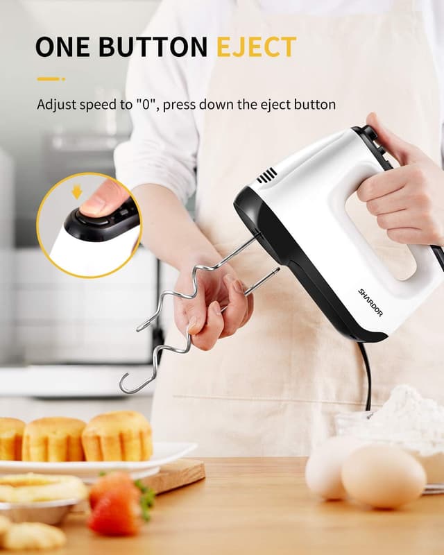 Detalle 2 de SHARDOR Hand Mixer Electric Whisk with Anti-Splash Design, 6 Speeds & Turbo, 400W