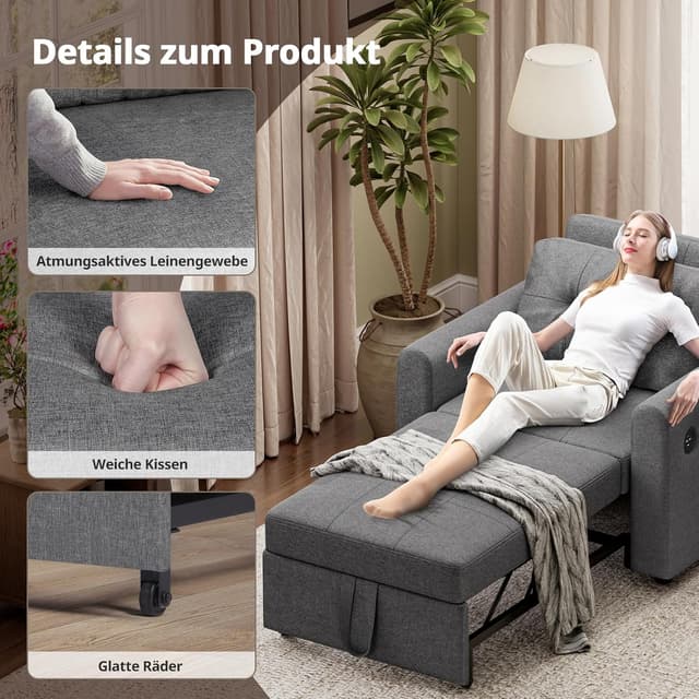 Thumbnail 5 de Luxstein Divano Letto Pieghevole 3 in 1 200 kg