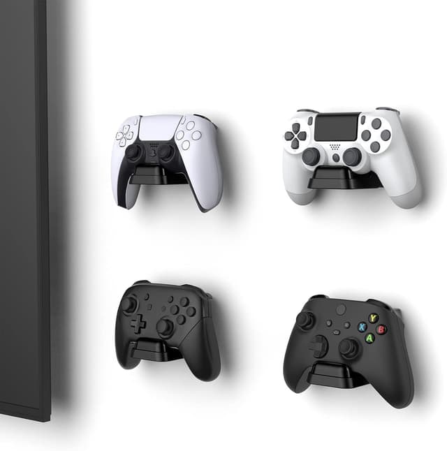 Detalle de Playvital 2 Pack Universal Game Controller Wall Mount (PS5 console hanger, Xbox & Switch stands) – Black