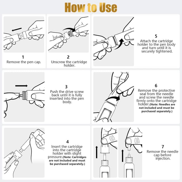 Detalle 2 de Rouclo wiederverwendbarer Insulinpen – präziser Dosierpen für 3-ml-Patronen (1–60 Einheiten) in Gold
