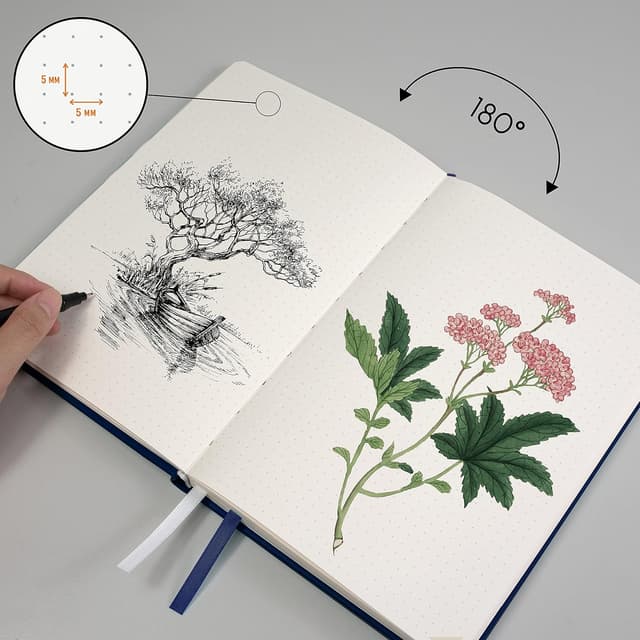 Detalle de Stationery Island Quaderni A5 Bullet Journal puntinato (Mirtillo) – 180 pagine da 120 gsm