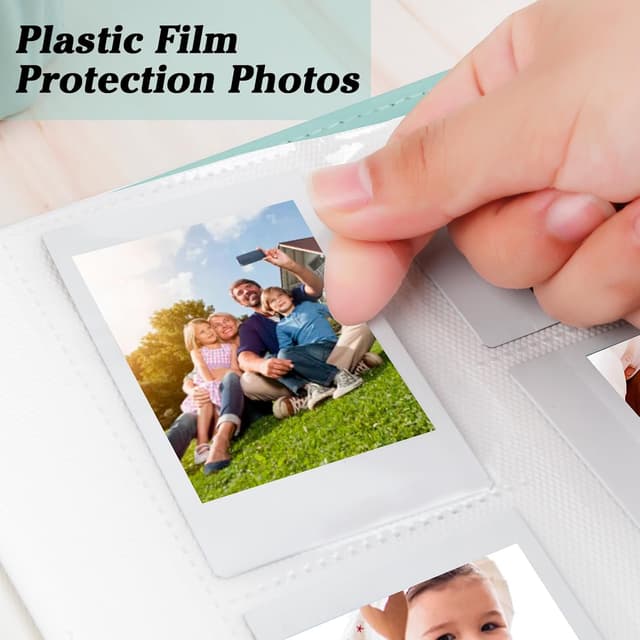 Detalle de 360-Fach Fotoalbum für Fujifilm Instax Mini & Polaroid Snap – 86x54-mm Sofortbildalbum mit transparenter Hülle (grün)