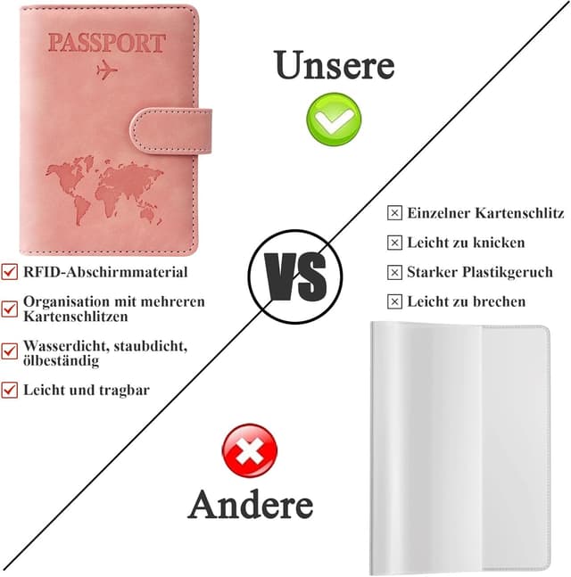 Detalle 2 de Reisepasshülle Kofferanhänger Set rosa ✈