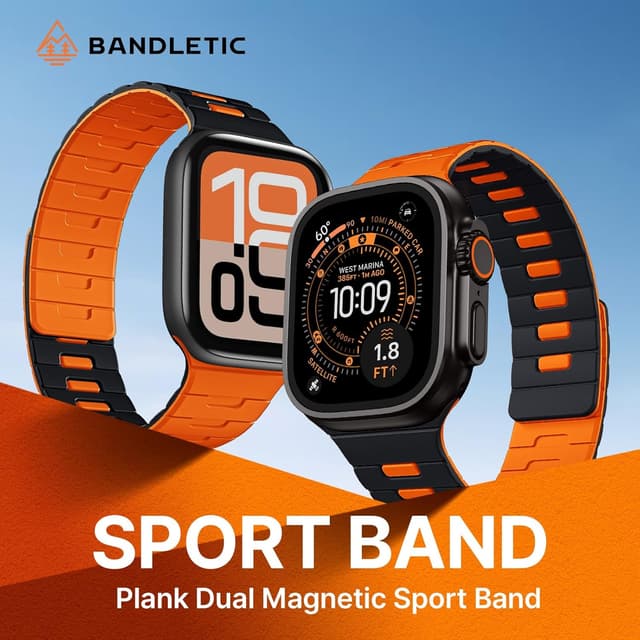 Detalle de Bandletic Double Magnetic Strap (Soft Silicone, Reversible) for Apple Watch 49mm–38mm