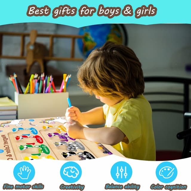 Detalle 2 de Magnetic Colour & Number Maze Montessori Toy for 2–6 Year Olds (Girls & Boys) – Magnetic Pen Bead Board