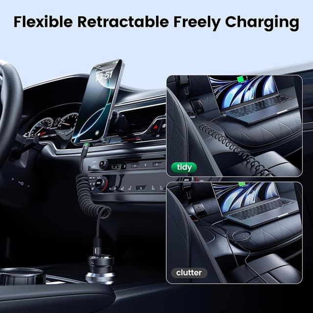 Detalle 2 de toocki Cable USB C Espiral 100W 1.8m ⚡ Carga Rápida