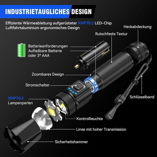 Thumbnail 6 de Taschenlampe XHP70.2 1.000.000 Lumen LED 🔦