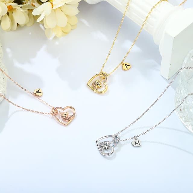 Thumbnail 6 de Collier licorne TINGN plaqué or rose 14 carats avec cœur et cristaux CZ
