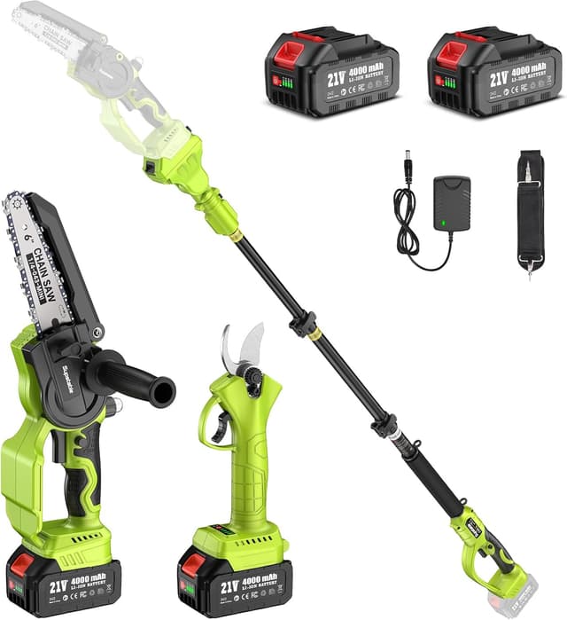 Thumbnail 6 de Supstable Élagueuse sur perche 2-en-1 8 pouces (mini tronçonneuse sans fil) 800 W, sans fil avec 2×4000 mAh