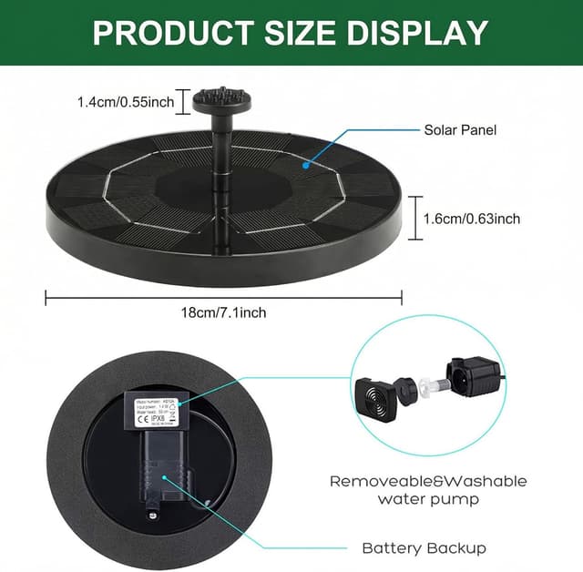 Detalle de Solar Springbrunnen mit 3,5 Watt (2026 Upgrade) – schwimmende Solarteichpumpe mit 6 Düsen