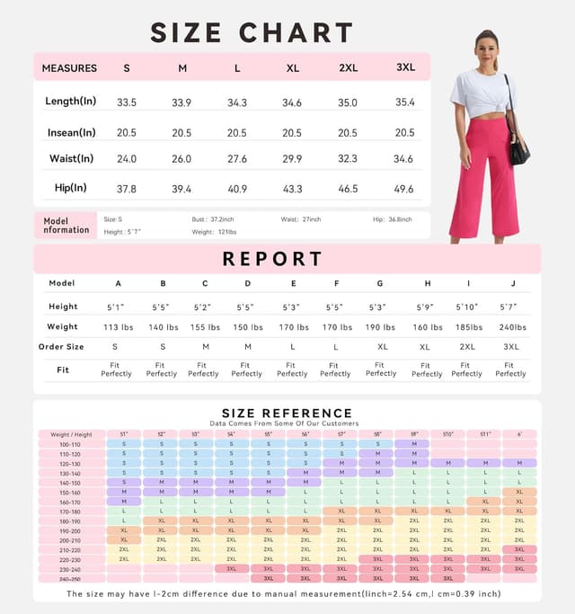 Detalle 2 de THE GYM PEOPLE Womens’ Yoga Capris 3/4 Wide-Leg Trousers with Pockets & Tummy Control