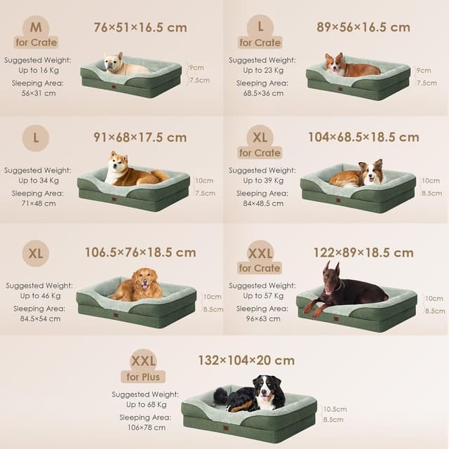 Detalle de EHEYCIGA orthopädisches Hundebett für mittelgroße Hunde (104 x 68 x 18,5 cm) mit Memory-Schaum, waschbarem Bezug und rutschfestem Boden