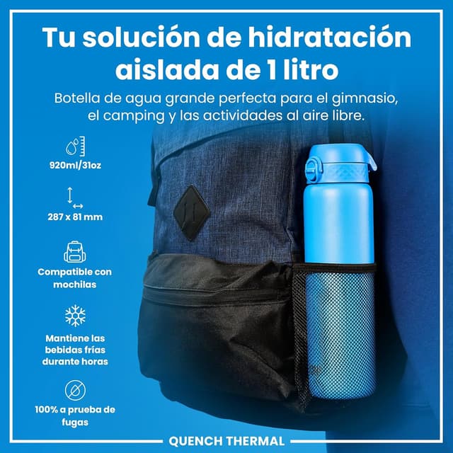 Detalle 2 de Ion8 Botella Térmica 1L Acero Inoxidable 🚶
