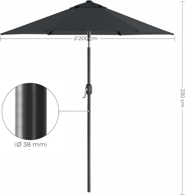 Detalle de SONGMICS Parasol de jardin octogonal UPF 50+ inclinable avec manivelle (pare-soleil) en polyester