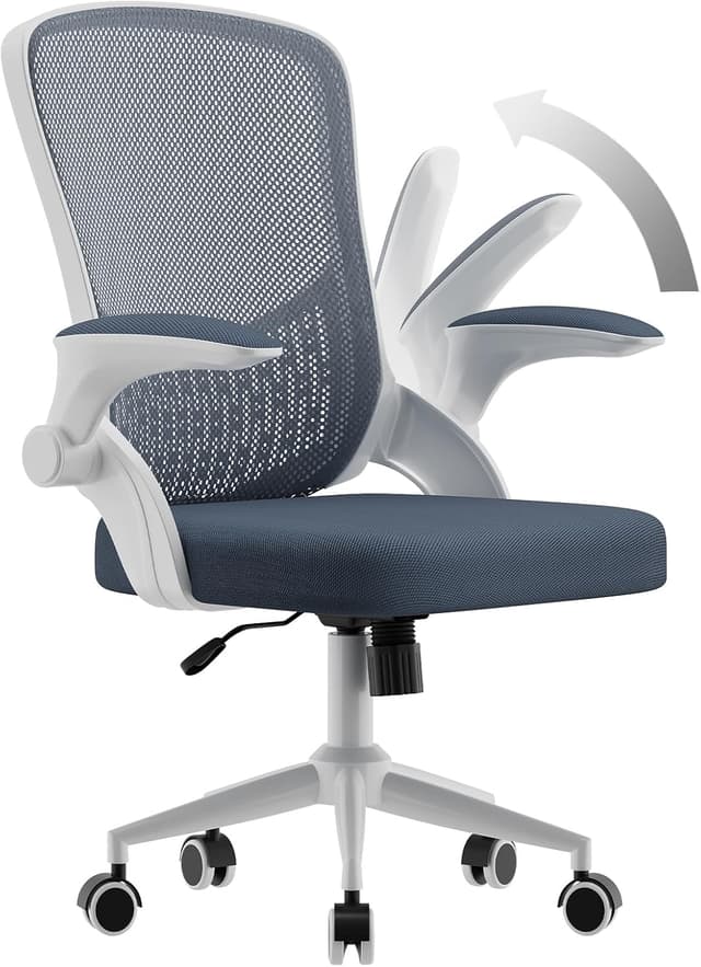 Detalle de naspaluro Chaise de bureau ergonomique grise foncée à accoudoirs rabattables et dossier pivotant 360°