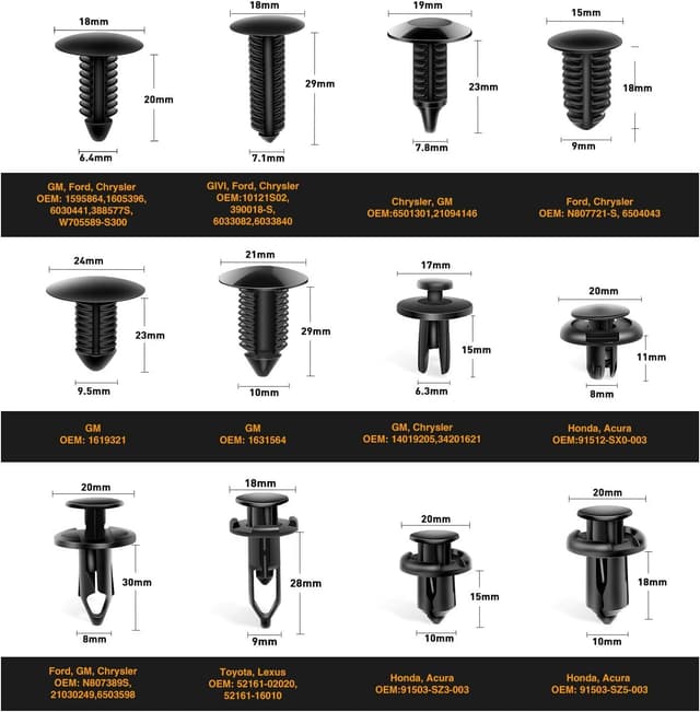 Detalle de GOOACC 480PCS Bumper Retainer Clips with Fastener Remover Kit for Door Trim, Shields, and More