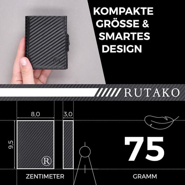 Detalle 1 de RUTAKO Slim Wallet mit RFID, 9,5 cm
