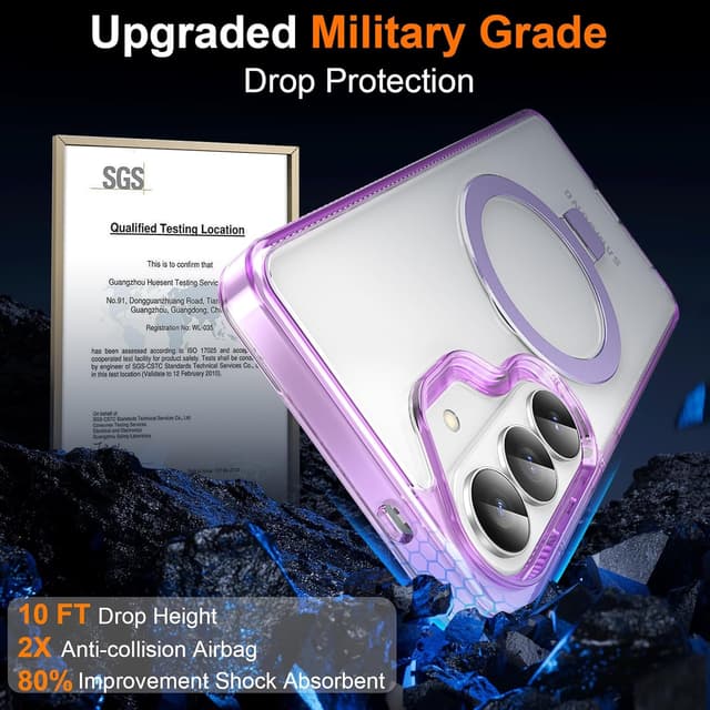 Detalle 2 de STERKER Designed for Samsung Galaxy S26 Case Magnetic Ring Stand (Military Grade Drop Protection) — Clear Purple