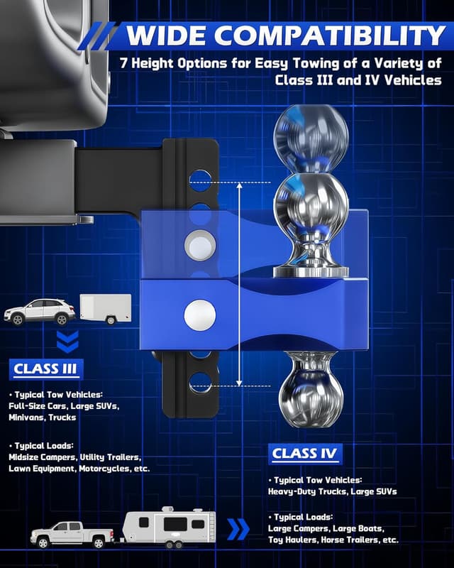 Thumbnail 3 de Orion Motor Tech Adjustable Trailer Hitch 12500 lb