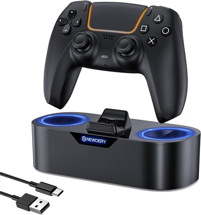 Detalle de NEWDERY PS5 Controller Charger Station – Fast Charge Dock