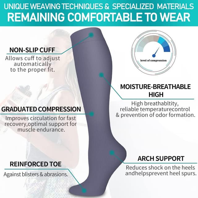 Thumbnail 4 de Copper Compression Socks 6 Pairs for Running