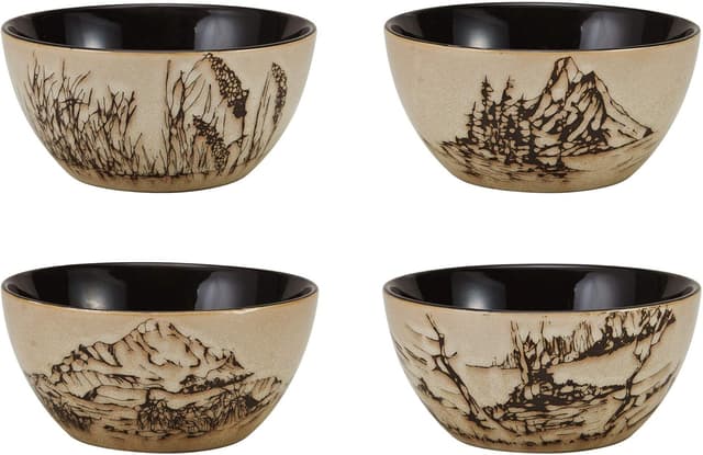 Detalle de Mossy Oak Animal Print 16-Piece Dinnerware Set (Service for 4) in Black and Beige