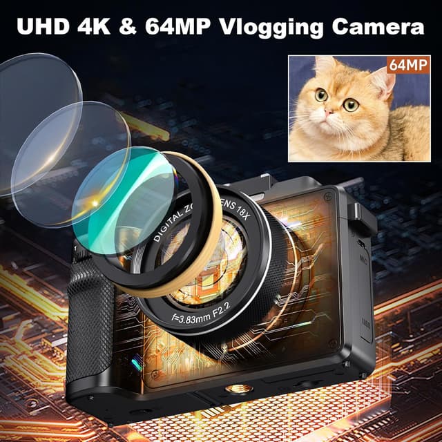 Thumbnail 1 de Dual Lens 4K 64MP Digital Camera for Beginners