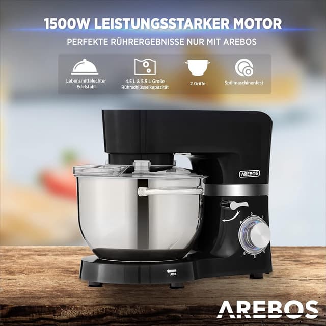 Thumbnail 2 de Arebos Küchenmaschine 1500W Schwarz
