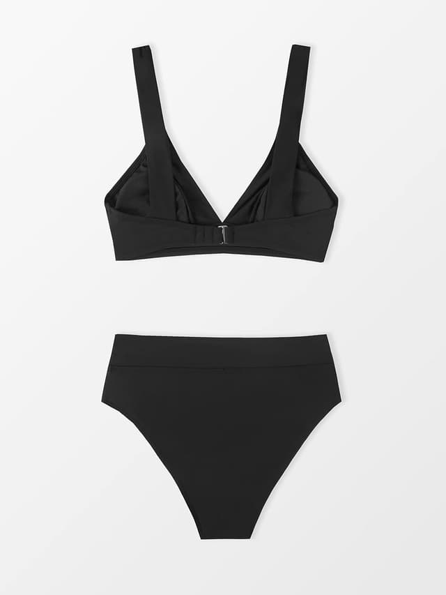 Detalle de CUPSHE Bikini da donna a vita alta con scollo a V e spalline larghe (coppe morbide rimovibili) vintage push up, 2 pezzi