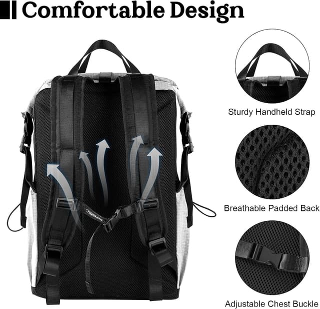 Detalle 2 de POWER KING 35L Expandable to 45L Lightweight Travel Backpack (19 inch laptop) – 3-in-1 roll-top daypack