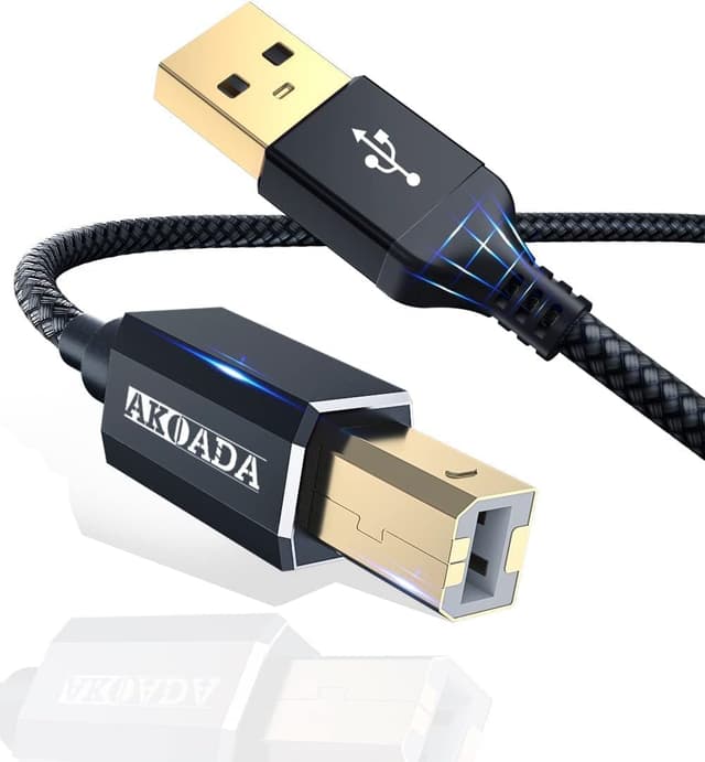 Detalle de AkoaDa Nylon Braided USB A to B Printer Cable (15FT) for Printers & Scanners