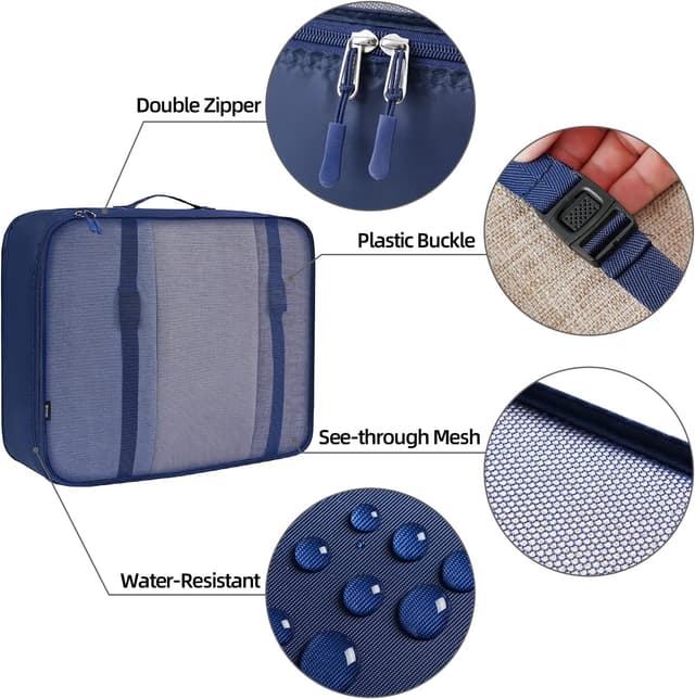 Detalle de BAGAIL 10er-Set Packwürfel in verschiedenen Größen (Marineblau) – Packorganizer für Reise & Handgepäck