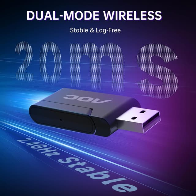 Detalle de AOC Wireless Gaming Headset 45H, 20 ms latency