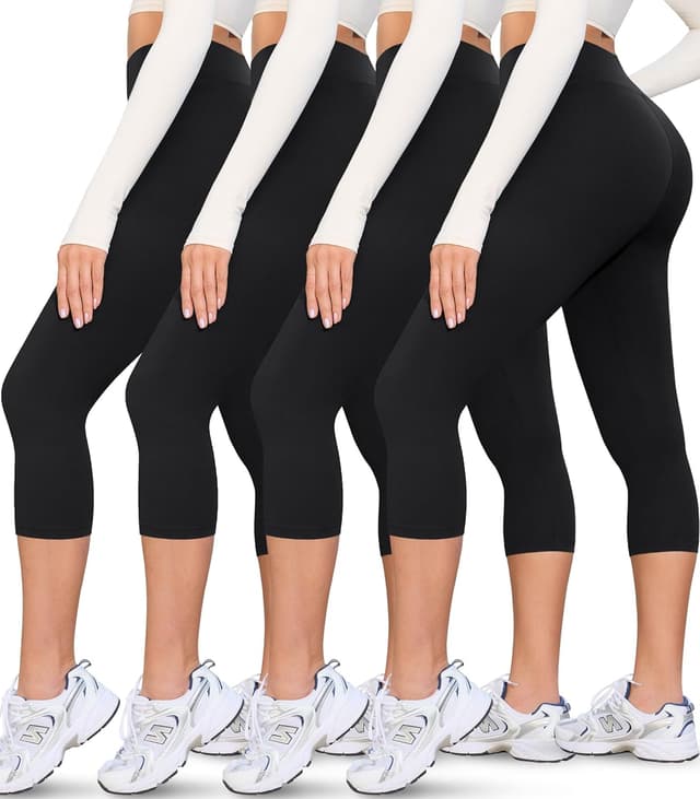 Thumbnail 6 de VALANDY Creamlush 4-Pack Capri Leggings (High-Waisted Stretch Yoga & Lounge Pants) — S-3XL
