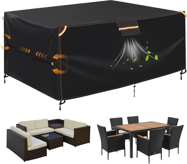 Detalle de GARPROVM Abdeckplane für Gartenmöbel Outdoor 200x165x80 cm (420D Oxford, wasserdicht, mit Belüftung)